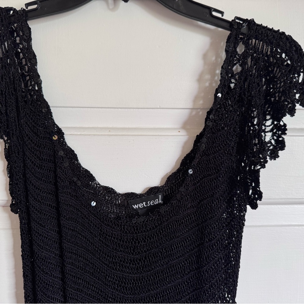 Wet Seal Black Crochet Dress
